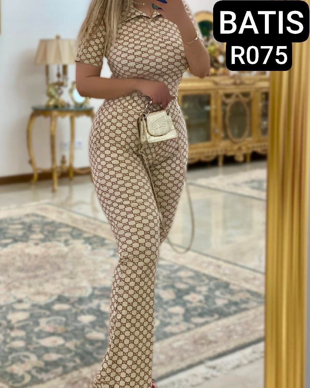 ست پلوشرت شلوار طرحدار مزونی لاکچری